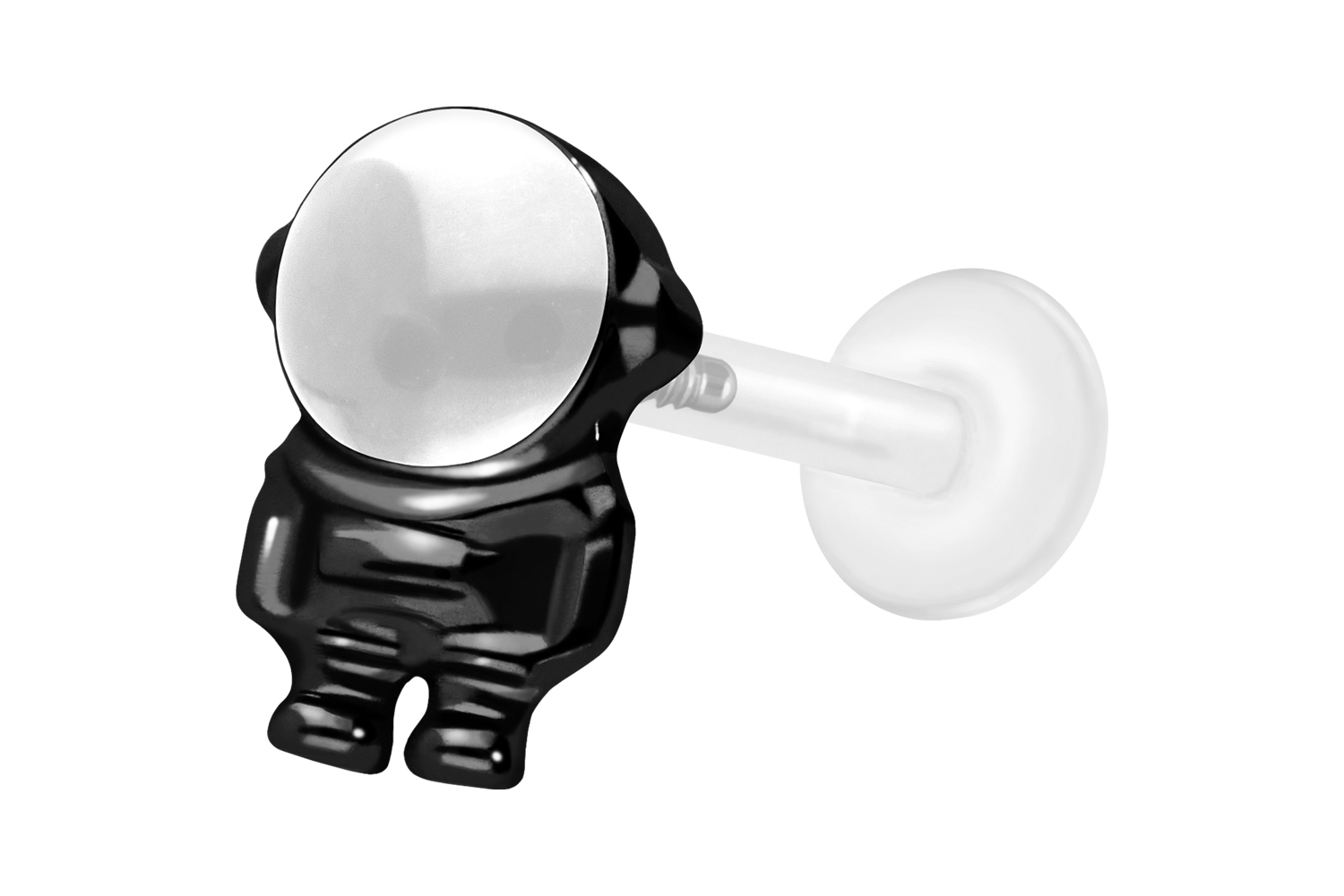 PTFE Labret Piercing mit Innengewinde + Titan-Aufsatz ASTRONAUT